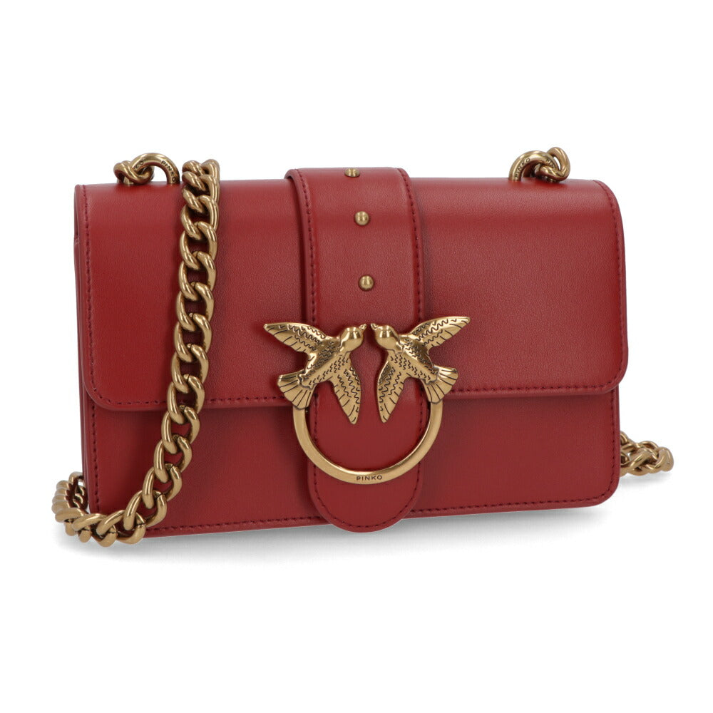 PINKO ショルダーバッグ レッド ブラック レザー 1P21TF-Y6JC