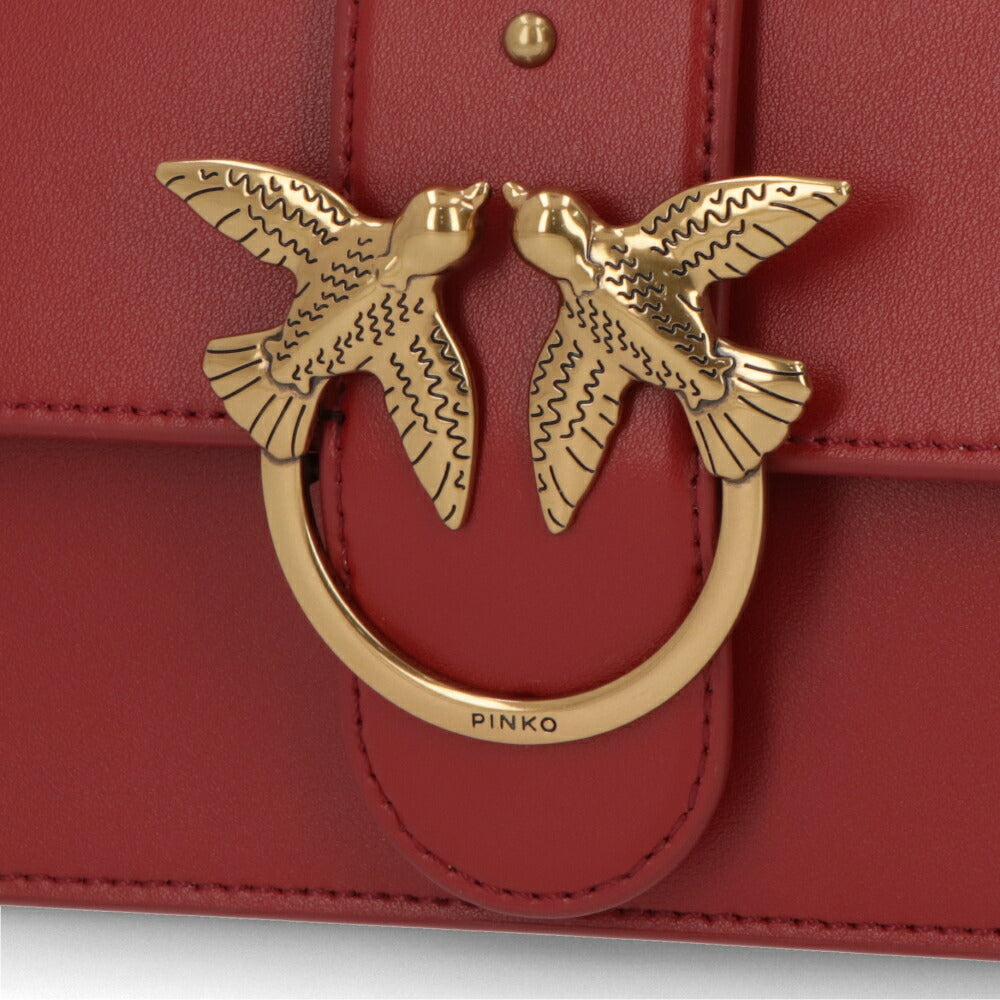 PINKO ショルダーバッグ レッド ブラック レザー 1P21TF-Y6JC