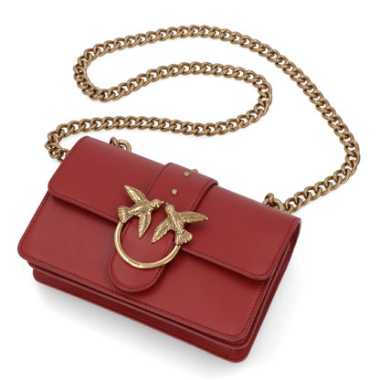 PINKO ショルダーバッグ レッド ブラック レザー 1P21TF-Y6JC