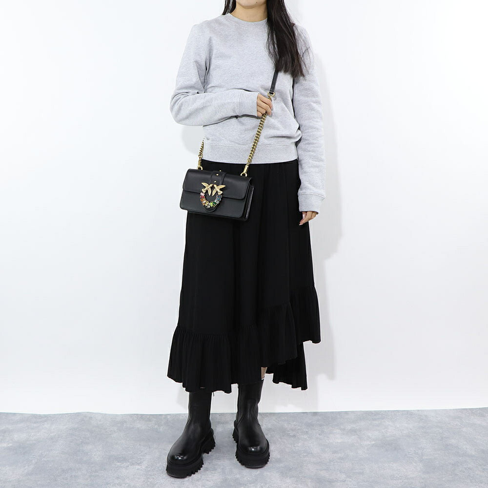 PINKO ショルダーバッグ ピンク ブラック レザー 1P22JL-Y7SP