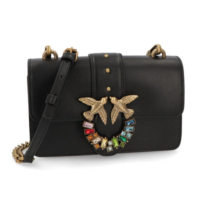 PINKO ショルダーバッグ ピンク ブラック レザー 1P22JL-Y7SP