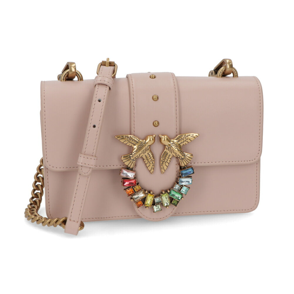 PINKO ショルダーバッグ ピンク ブラック レザー 1P22JL-Y7SP