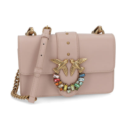 PINKO ショルダーバッグ ピンク ブラック レザー 1P22JL-Y7SP