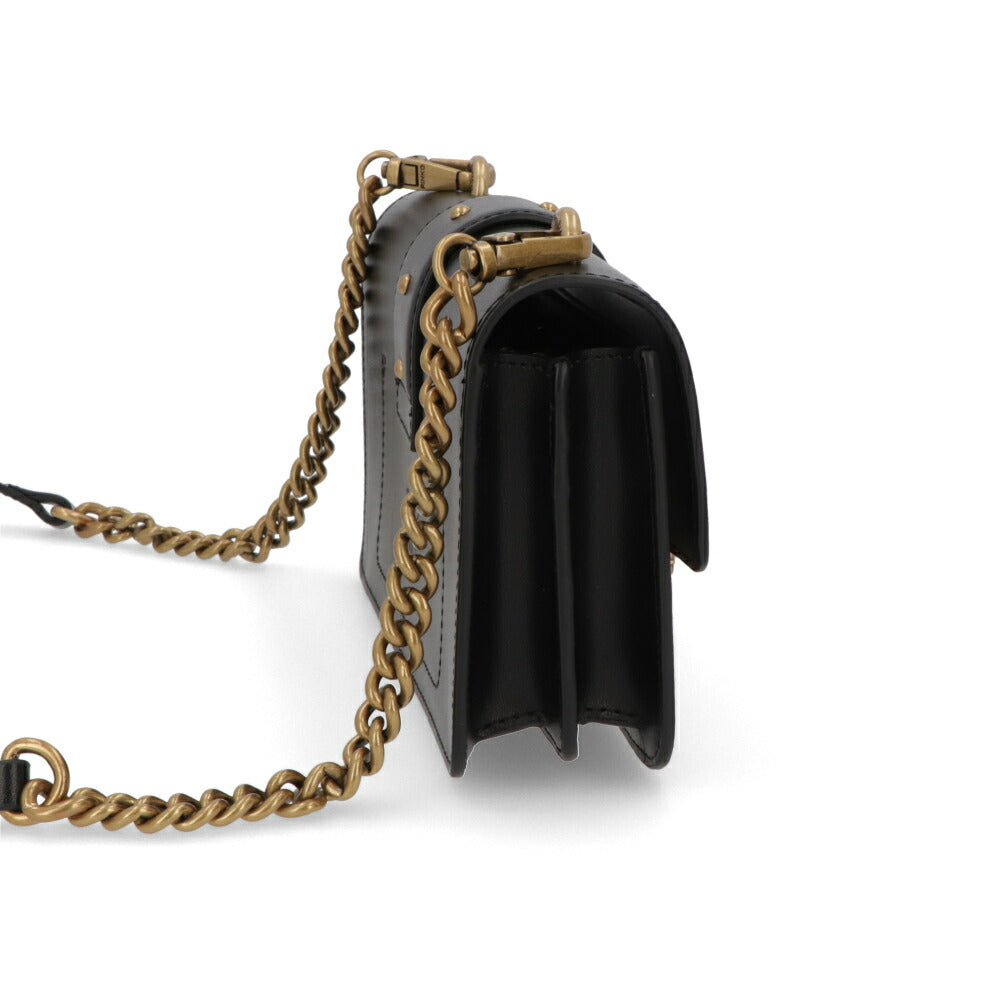 PINKO ショルダーバッグ ピンク ブラック レザー 1P22JL-Y7SP