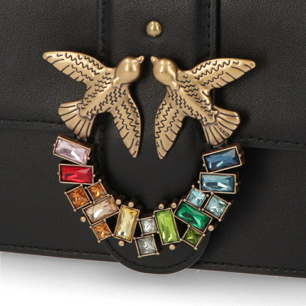 PINKO ショルダーバッグ ピンク ブラック レザー 1P22JL-Y7SP