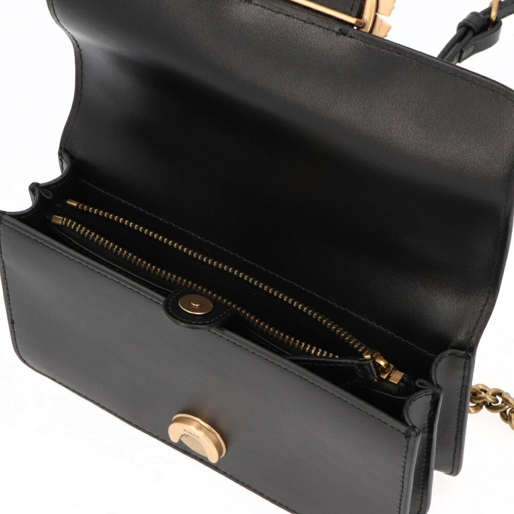 PINKO ショルダーバッグ ピンク ブラック レザー 1P22JL-Y7SP
