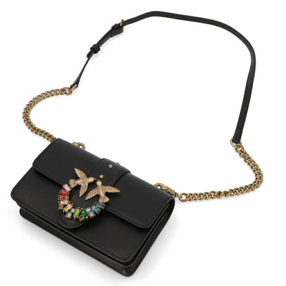 PINKO ショルダーバッグ ピンク ブラック レザー 1P22JL-Y7SP