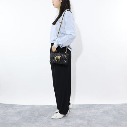 PINKO ショルダーバッグ ブラック レザー キルティング 1P227L-Y6XV