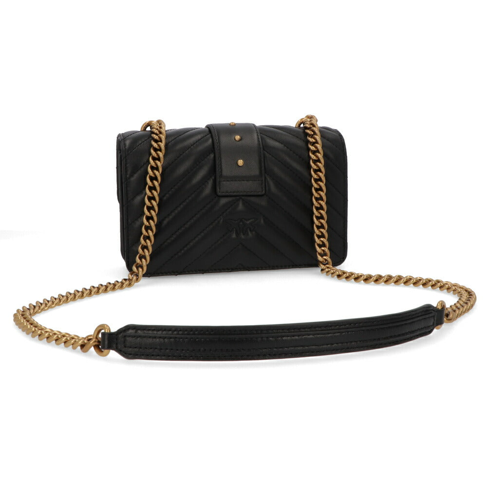 PINKO ショルダーバッグ ブラック レザー キルティング 1P227L-Y6XV