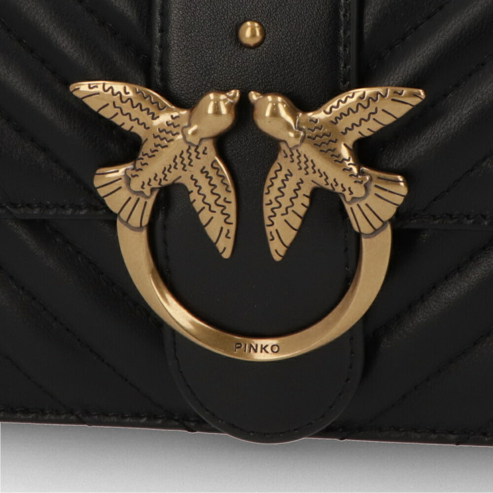 PINKO ショルダーバッグ ブラック レザー キルティング 1P227L-Y6XV