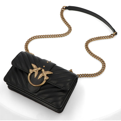 PINKO ショルダーバッグ ブラック レザー キルティング 1P227L-Y6XV