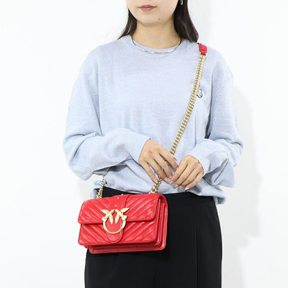 PINKO ショルダーバッグ レッド レザー キルティング 1P22BW-Y7FY