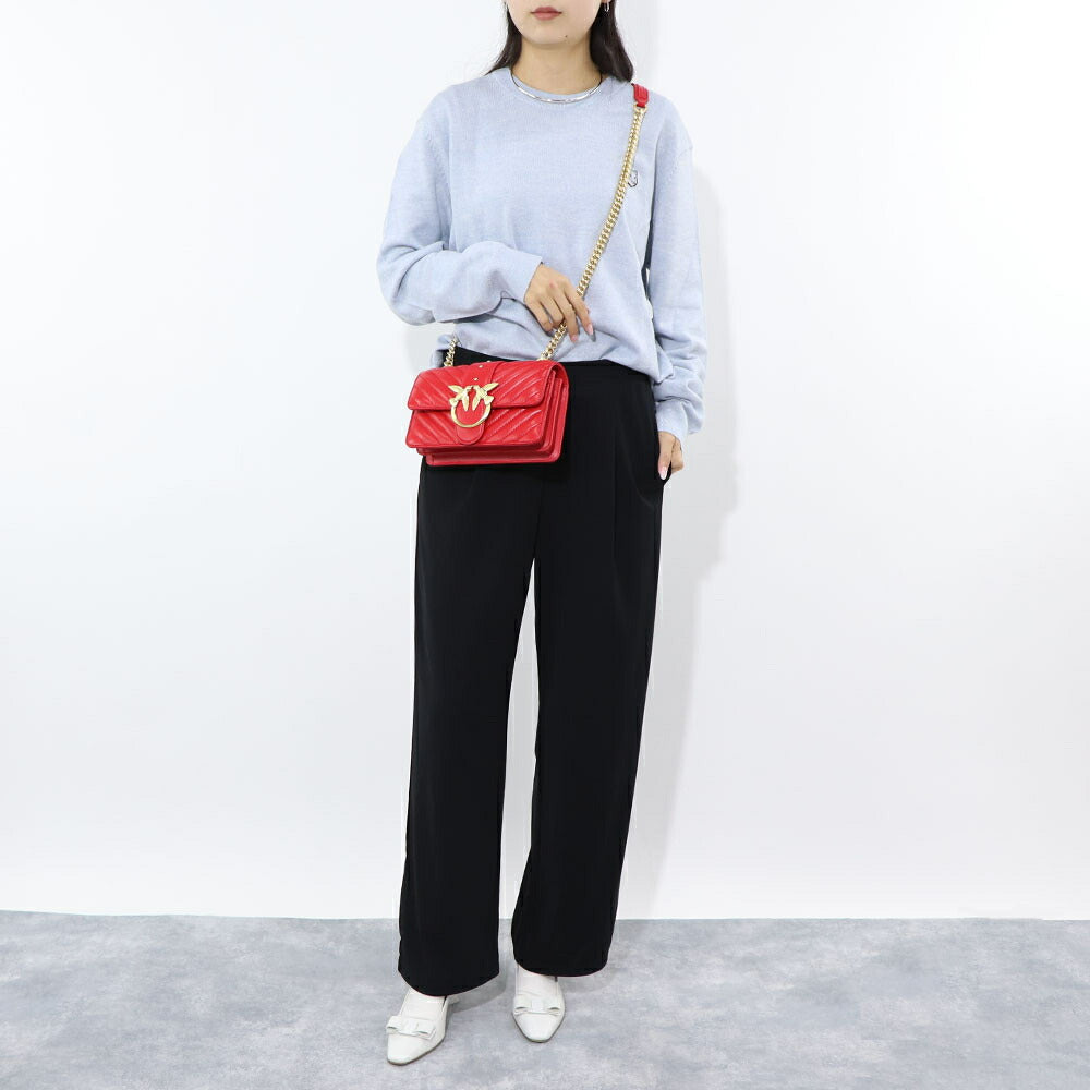 PINKO ショルダーバッグ レッド レザー キルティング 1P22BW-Y7FY