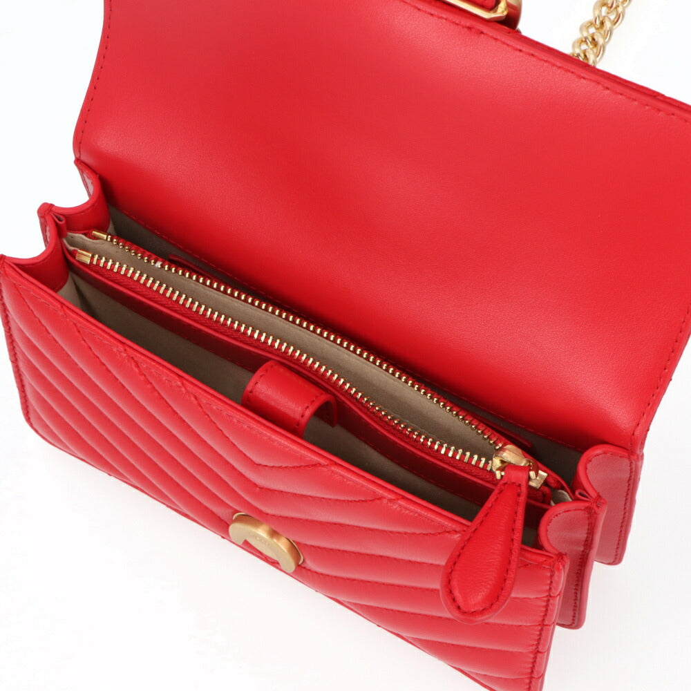 PINKO ショルダーバッグ レッド レザー キルティング 1P22BW-Y7FY