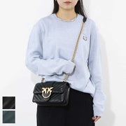 PINKO ショルダーバッグ ダークグリーン ブラック レザー キルティング 1P21TL-Y6KT