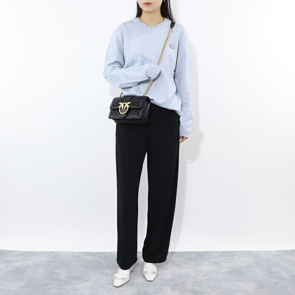 PINKO ショルダーバッグ ダークグリーン ブラック レザー キルティング 1P21TL-Y6KT