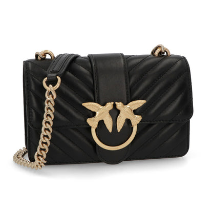 PINKO ショルダーバッグ ダークグリーン ブラック レザー キルティング 1P21TL-Y6KT