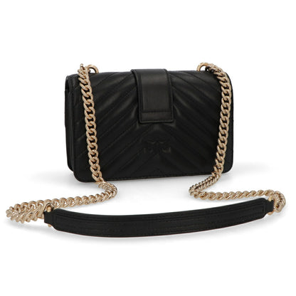 PINKO ショルダーバッグ ダークグリーン ブラック レザー キルティング 1P21TL-Y6KT