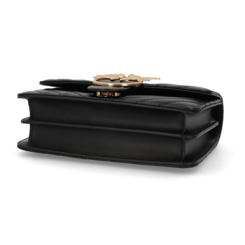 PINKO ショルダーバッグ ダークグリーン ブラック レザー キルティング 1P21TL-Y6KT