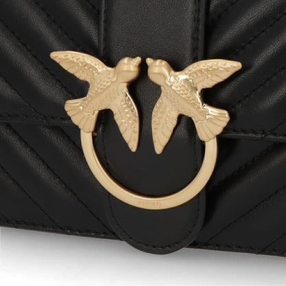 PINKO ショルダーバッグ ダークグリーン ブラック レザー キルティング 1P21TL-Y6KT