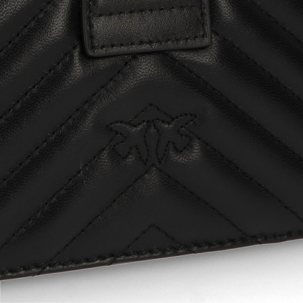 PINKO ショルダーバッグ ダークグリーン ブラック レザー キルティング 1P21TL-Y6KT