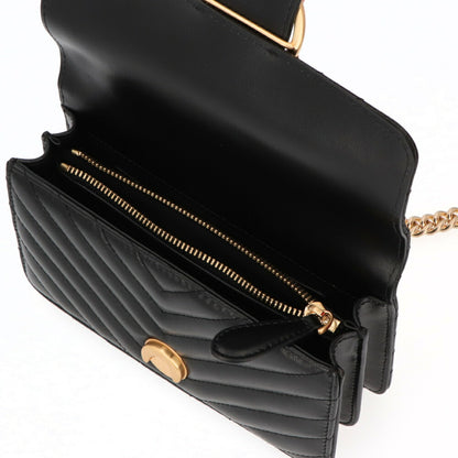 PINKO ショルダーバッグ ダークグリーン ブラック レザー キルティング 1P21TL-Y6KT