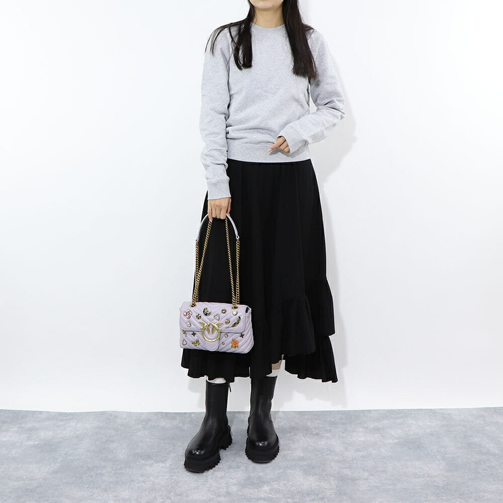 PINKO ショルダーバッグ グレー レザー キルティング 1P22SU-A04S – LE