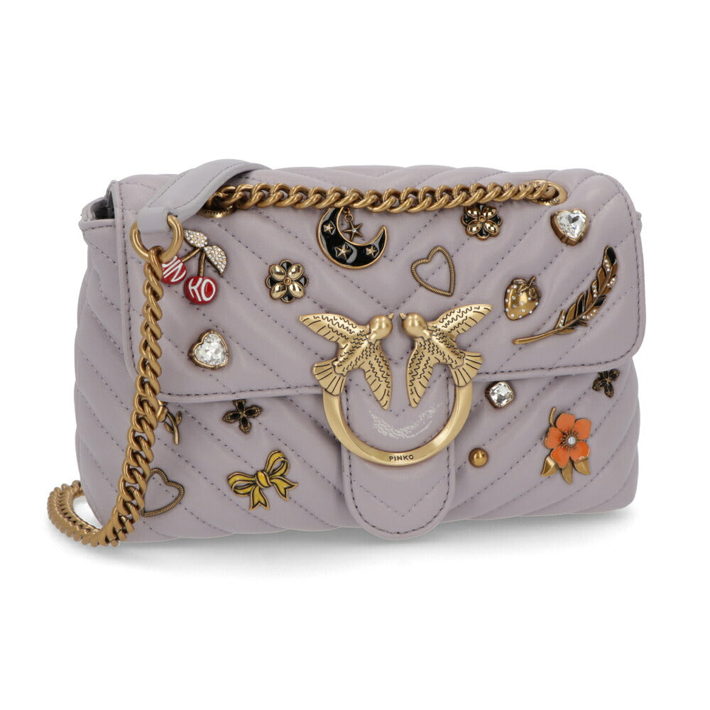 PINKO ショルダーバッグ グレー レザー キルティング 1P22SU-A04S