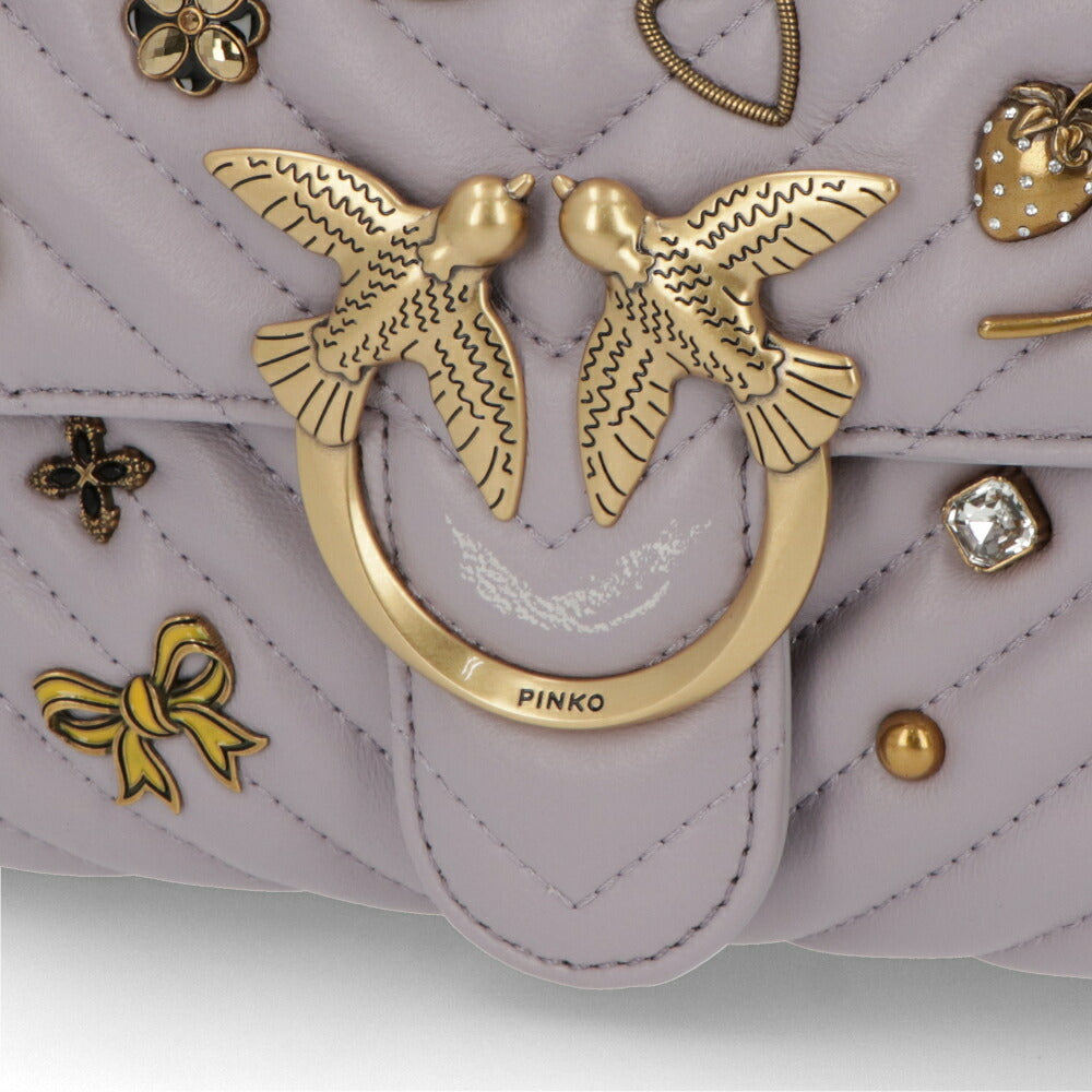 PINKO ショルダーバッグ グレー レザー キルティング 1P22SU-A04S