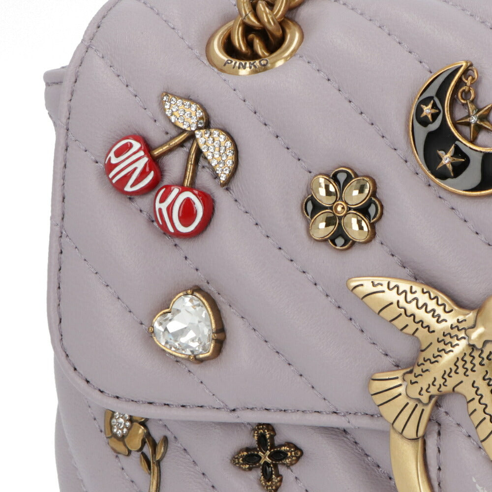 PINKO ショルダーバッグ グレー レザー キルティング 1P22SU-A04S