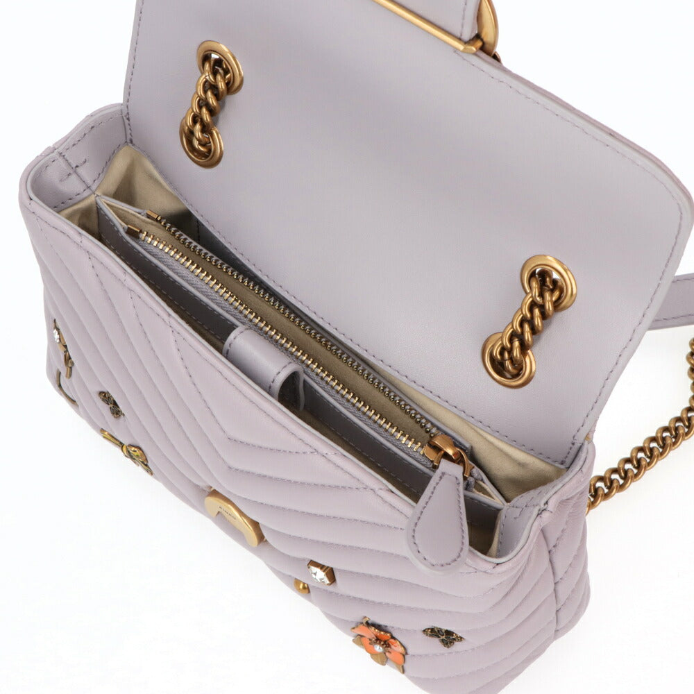 PINKO ショルダーバッグ グレー レザー キルティング 1P22SU-A04S