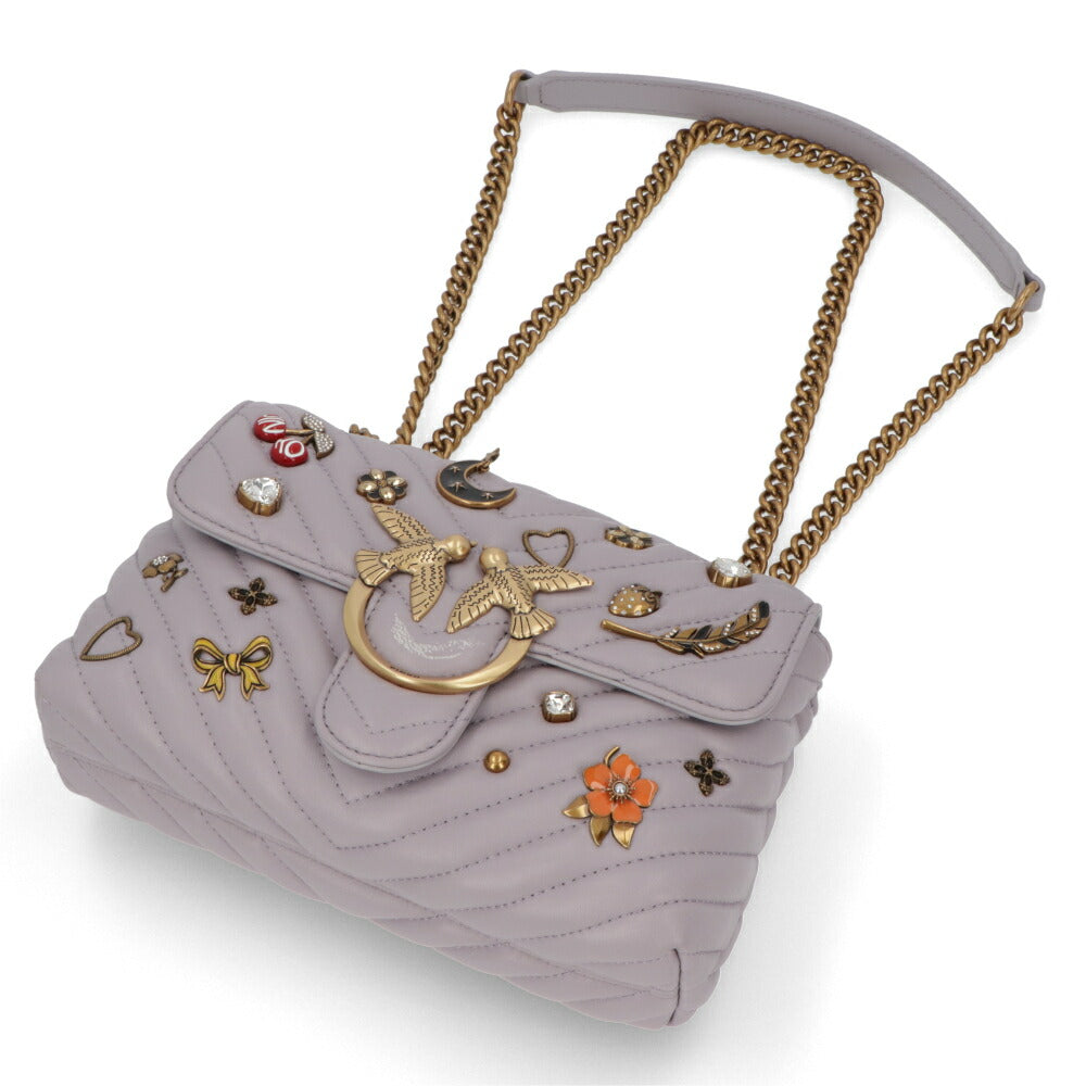 PINKO ショルダーバッグ グレー レザー キルティング 1P22SU-A04S – LE