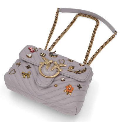 PINKO ショルダーバッグ グレー レザー キルティング 1P22SU-A04S