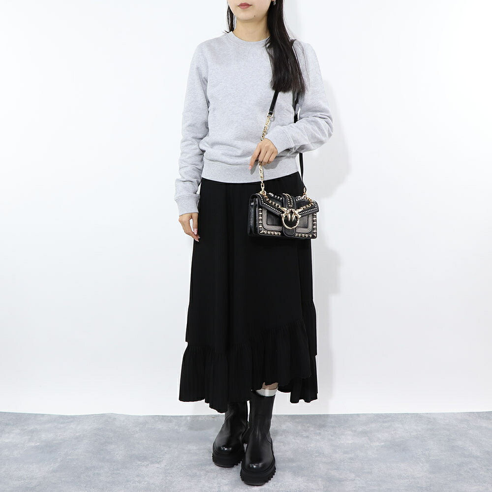 PINKO ショルダーバッグ ホワイト ブラック レザー スタッズ 1P21Q8-Y68K