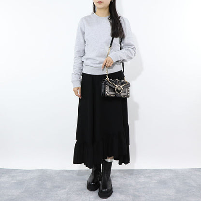 PINKO ショルダーバッグ ホワイト ブラック レザー スタッズ 1P21Q8-Y68K