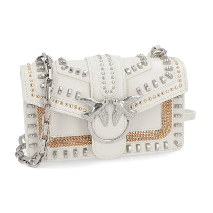 PINKO ショルダーバッグ ホワイト ブラック レザー スタッズ 1P21Q8-Y68K