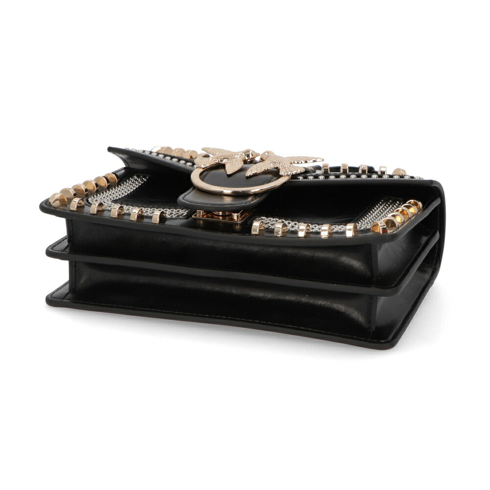 PINKO ショルダーバッグ ホワイト ブラック レザー スタッズ 1P21Q8-Y68K