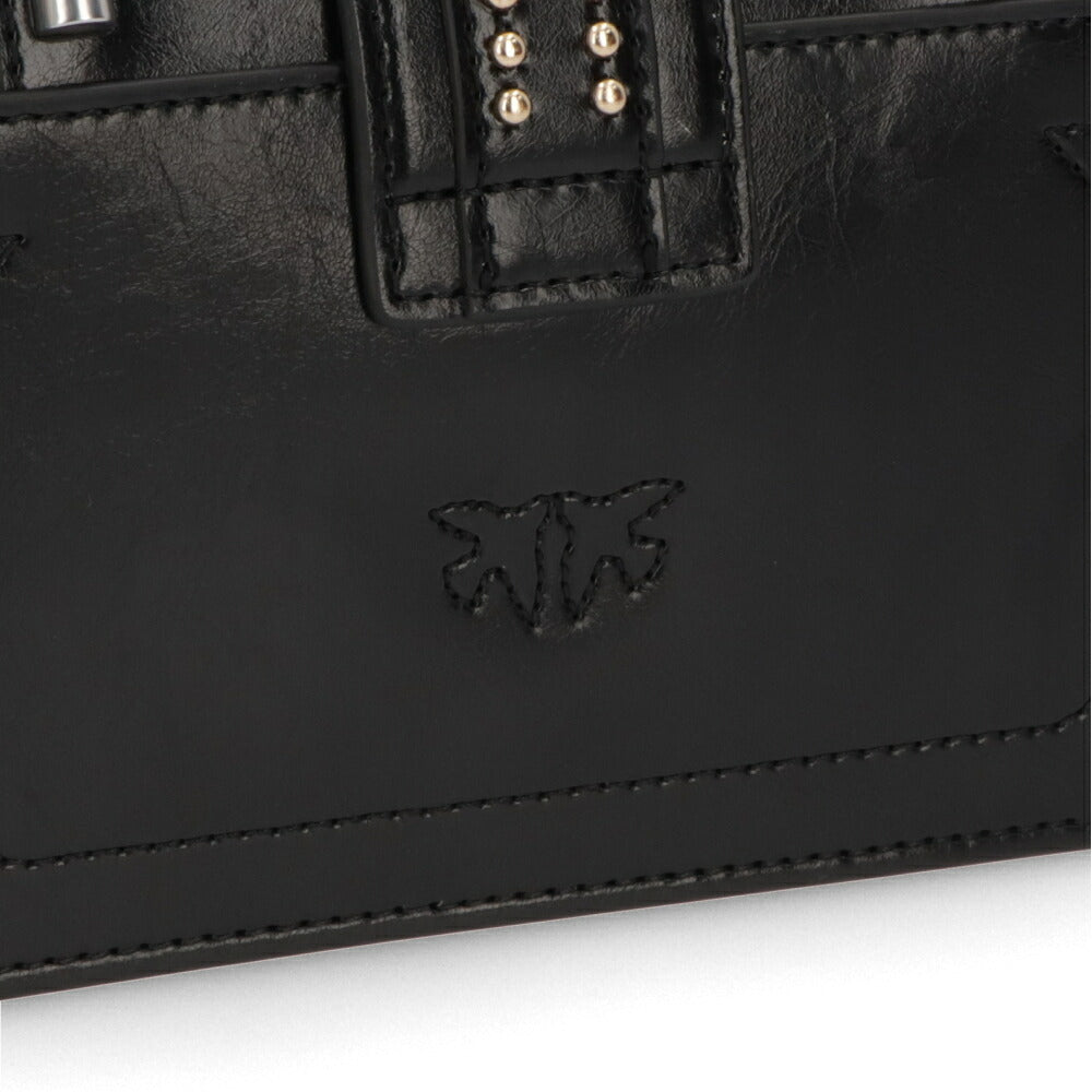 PINKO ショルダーバッグ ホワイト ブラック レザー スタッズ 1P21Q8-Y68K