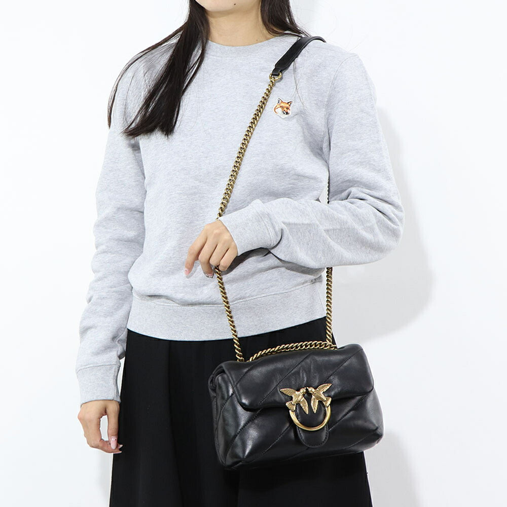 PINKO ショルダーバッグ ブラック レザー キルティング 1P227K-Y6Y3