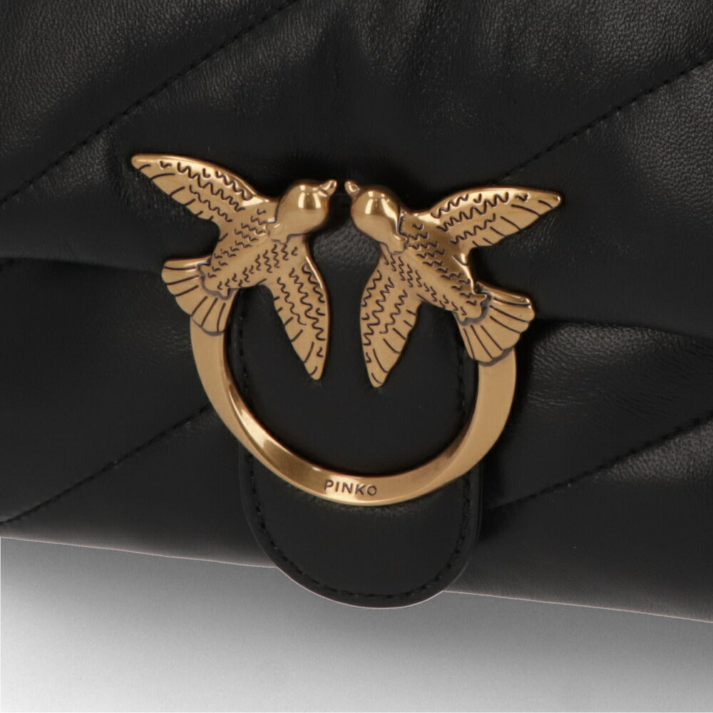 PINKO ショルダーバッグ ブラック レザー キルティング 1P227K-Y6Y3