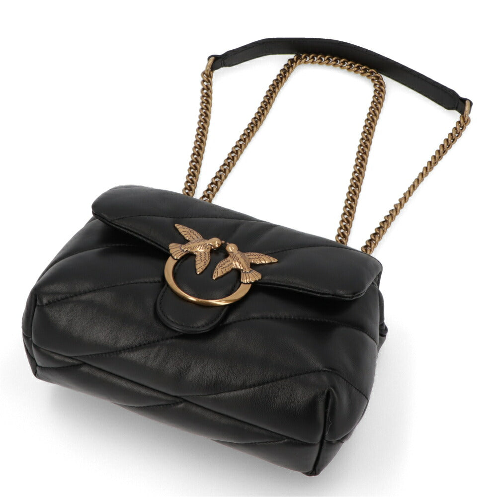PINKO ショルダーバッグ ブラック レザー キルティング 1P227K-Y6Y3