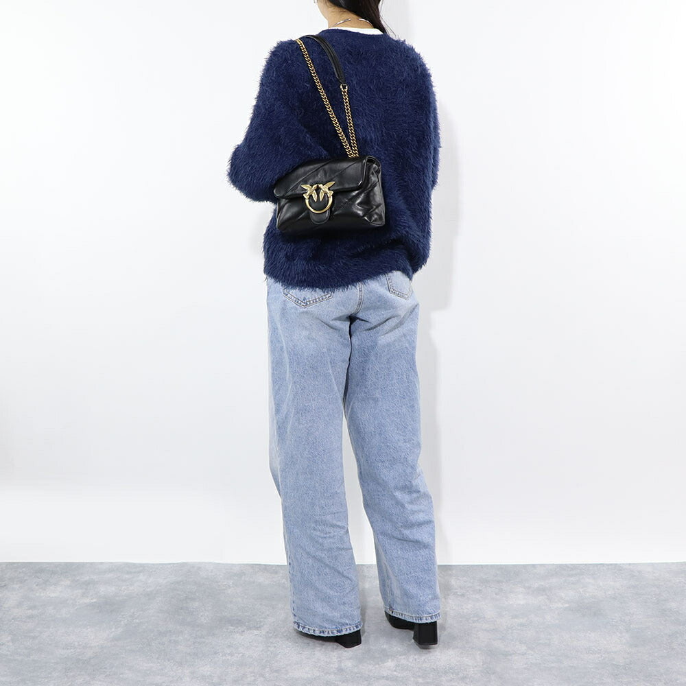 PINKO ショルダーバッグ ブラック レザー キルティング 1P22B1-Y6Y3