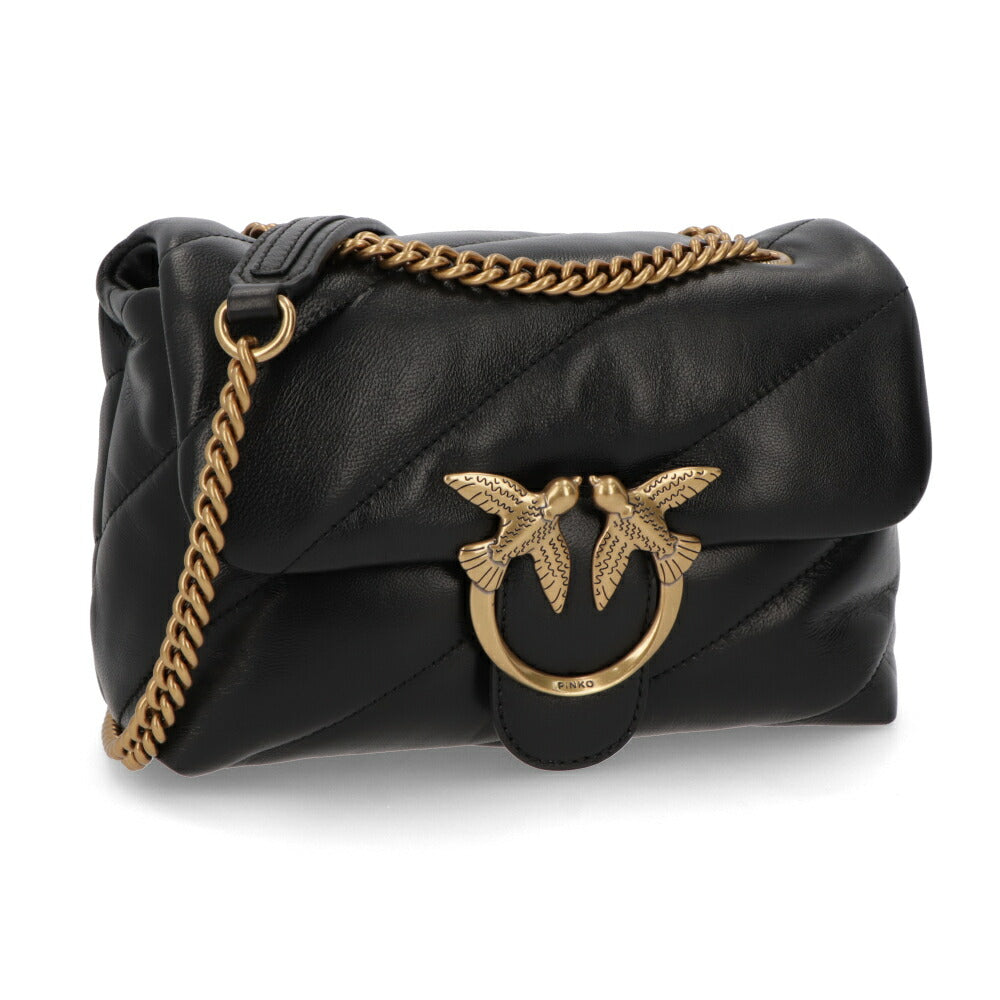 PINKO ショルダーバッグ ブラック レザー キルティング 1P22B1-Y6Y3