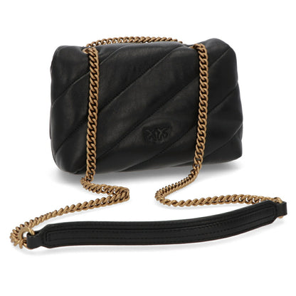 PINKO ショルダーバッグ ベージュ ブラック レザー キルティング 1P22B2-Y6Y3