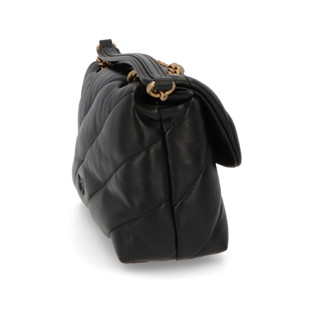 PINKO ショルダーバッグ ベージュ ブラック レザー キルティング 1P22B2-Y6Y3