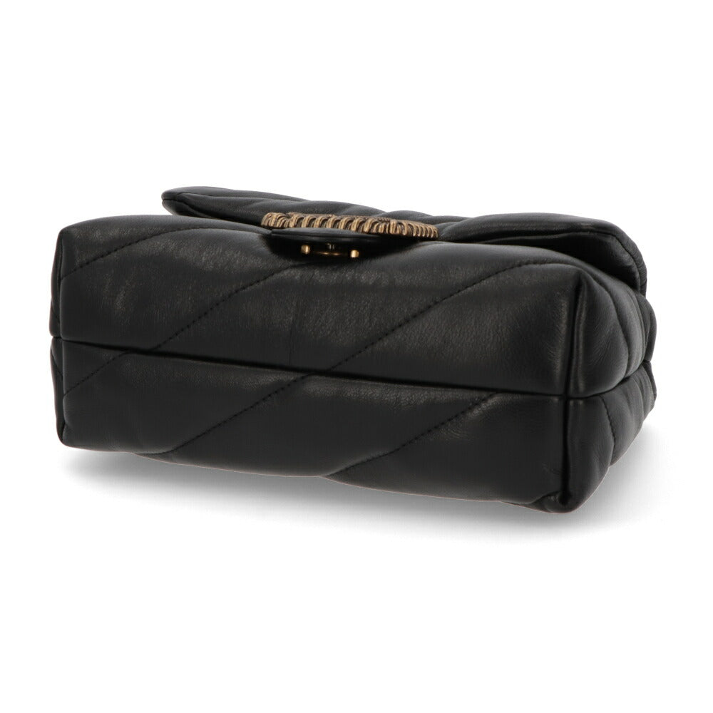 PINKO ショルダーバッグ ベージュ ブラック レザー キルティング 1P22B2-Y6Y3