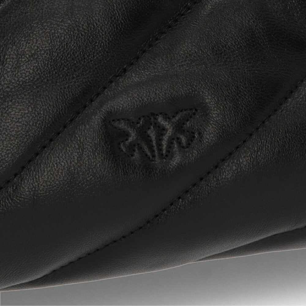 PINKO ショルダーバッグ ベージュ ブラック レザー キルティング 1P22B2-Y6Y3