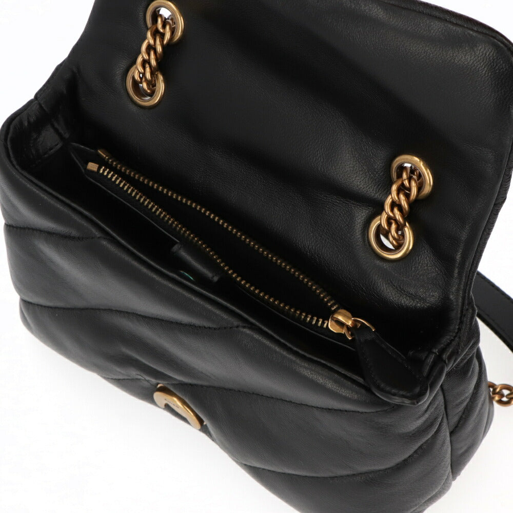 PINKO ショルダーバッグ ベージュ ブラック レザー キルティング 1P22B2-Y6Y3