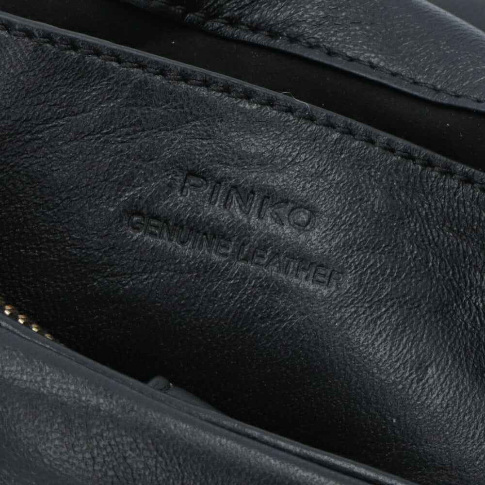 PINKO ショルダーバッグ ベージュ ブラック レザー キルティング 1P22B2-Y6Y3