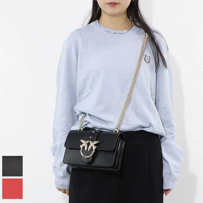 PINKO ショルダーバッグ レッド ブラック レザー 1P21R4-Y5FF